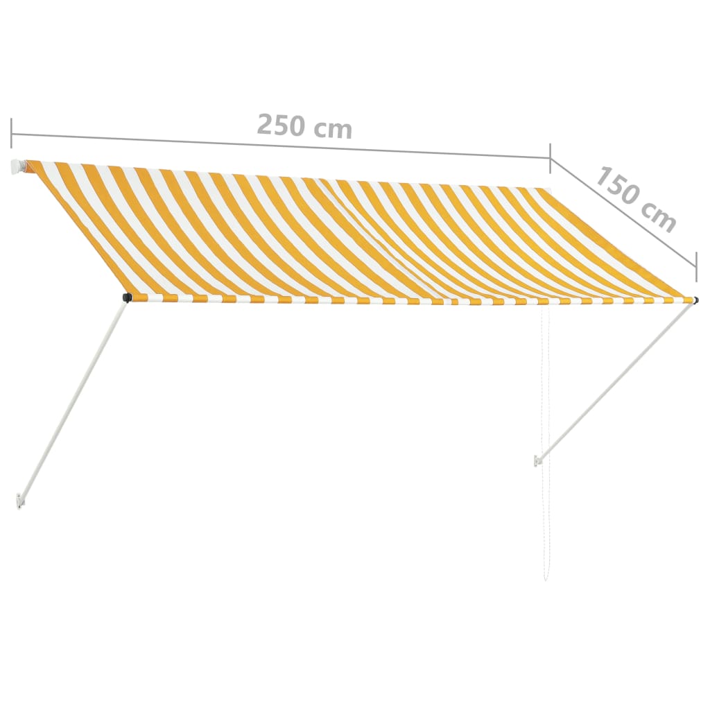 Uttrekkbar markise 250x150 cm gul og hvit