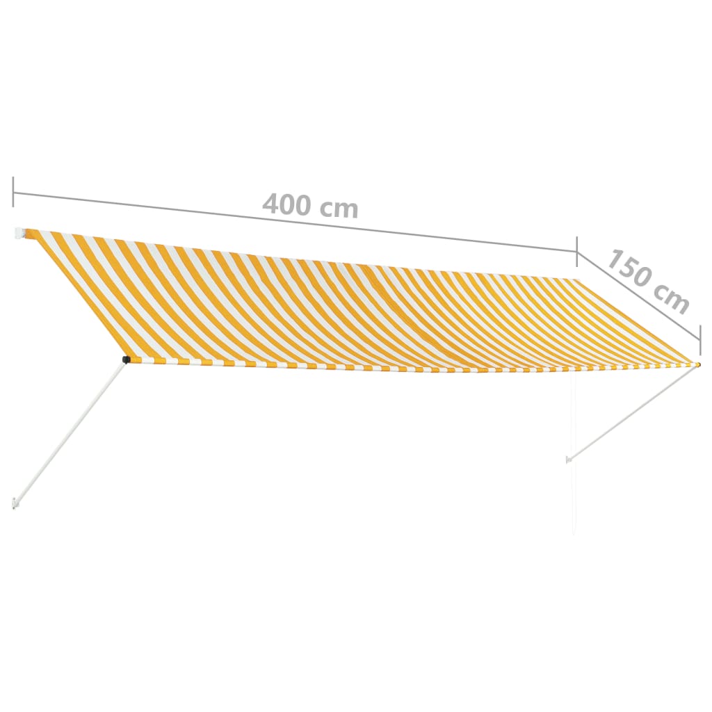 Uttrekkbar markise 400x150 cm gul og hvit