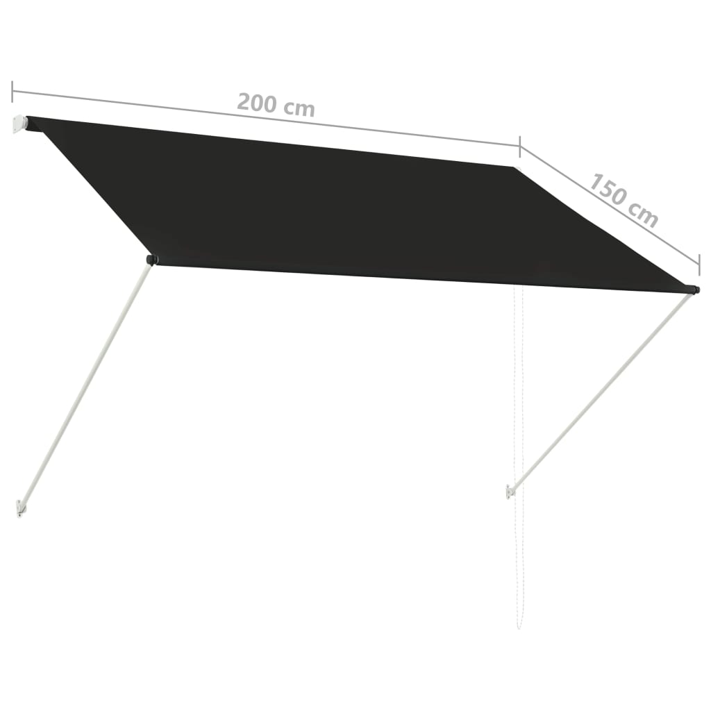 Uttrekkbar markise 200x150 cm antrasitt