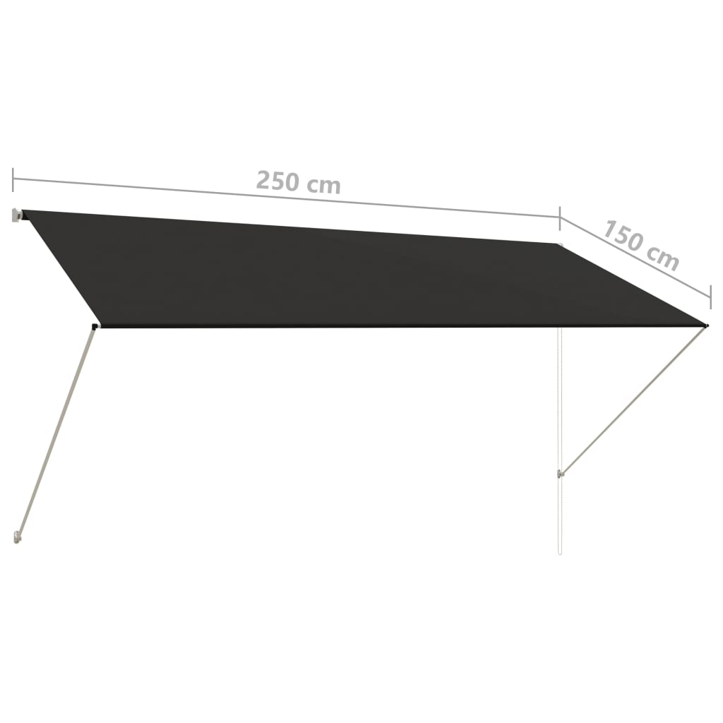 Uttrekkbar markise 250x150 cm antrasitt