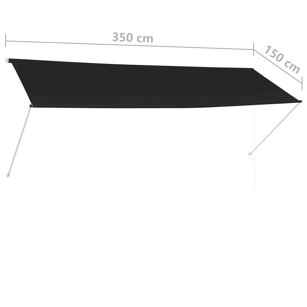 Uttrekkbar markise 350x150 cm antrasitt