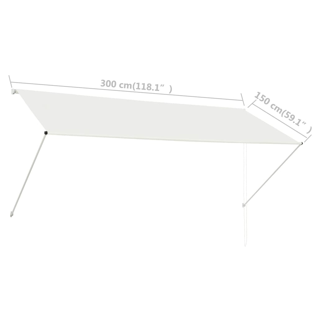 Uttrekkbar markise 300x150 cm kremhvit