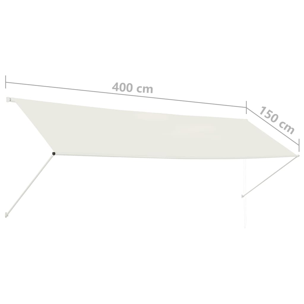 Uttrekkbar markise 400x150 cm kremhvit