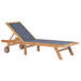 Foldbar solseng med hjul heltre teak og textilene