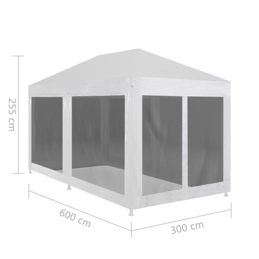 Festtelt med 6 sidevegger av netting 6x3 m