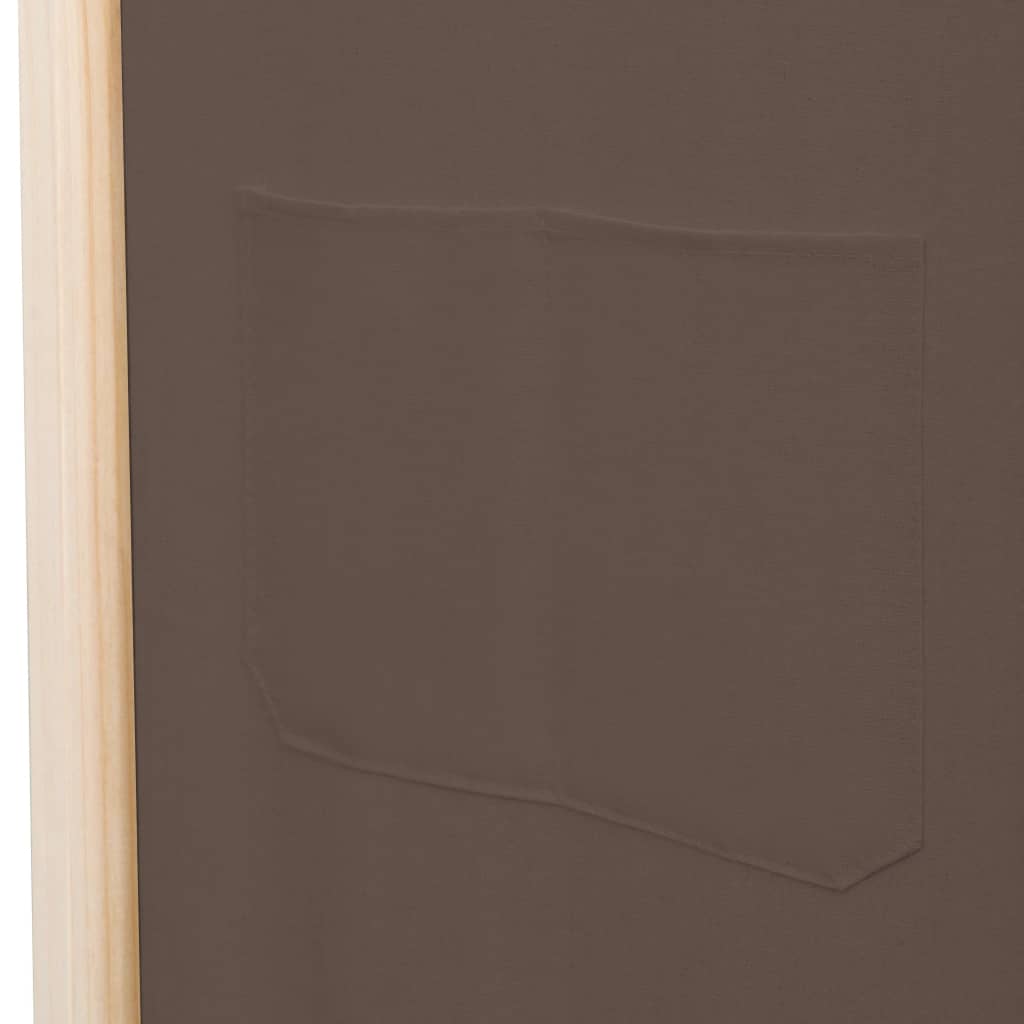 Romdeler 5 paneler brun 200x170x4 cm stoff