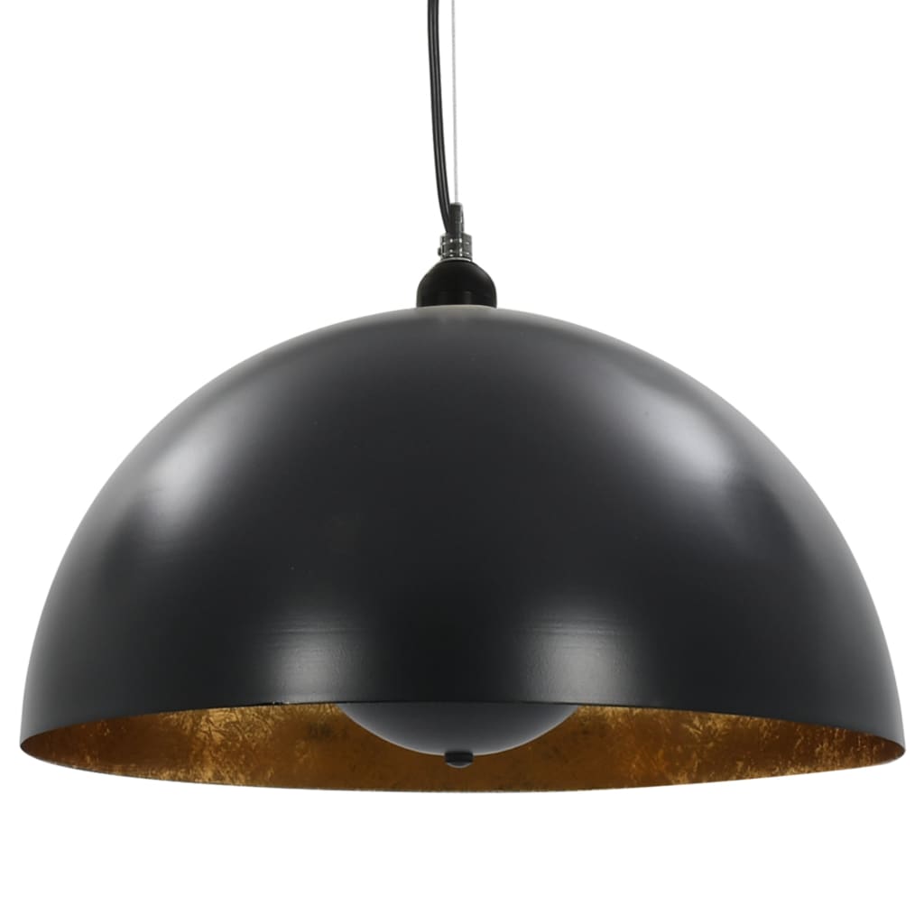 Taklamper 2 stk svart og gull halvkuleformet 40 cm E27
