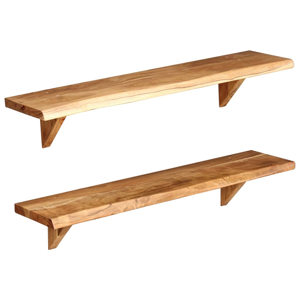 Vegghyller 2 stk 90x20x18 cm heltre akasie