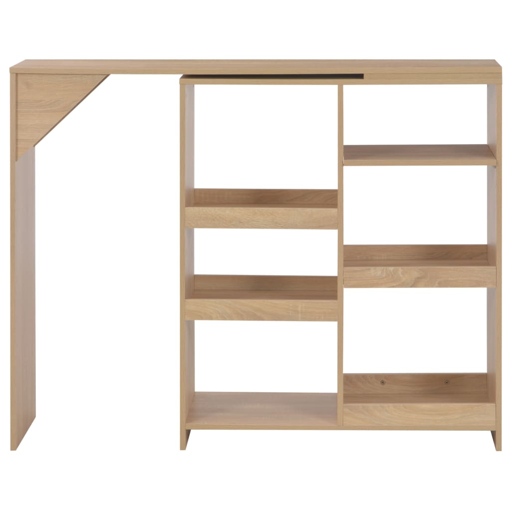 Barbord med flyttbar hylle eik 138x39x110 cm