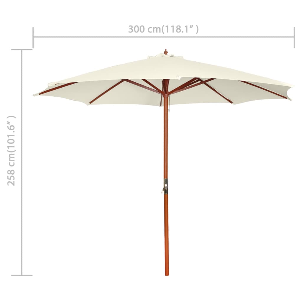 Parasoll 300x258 cm sandhvit