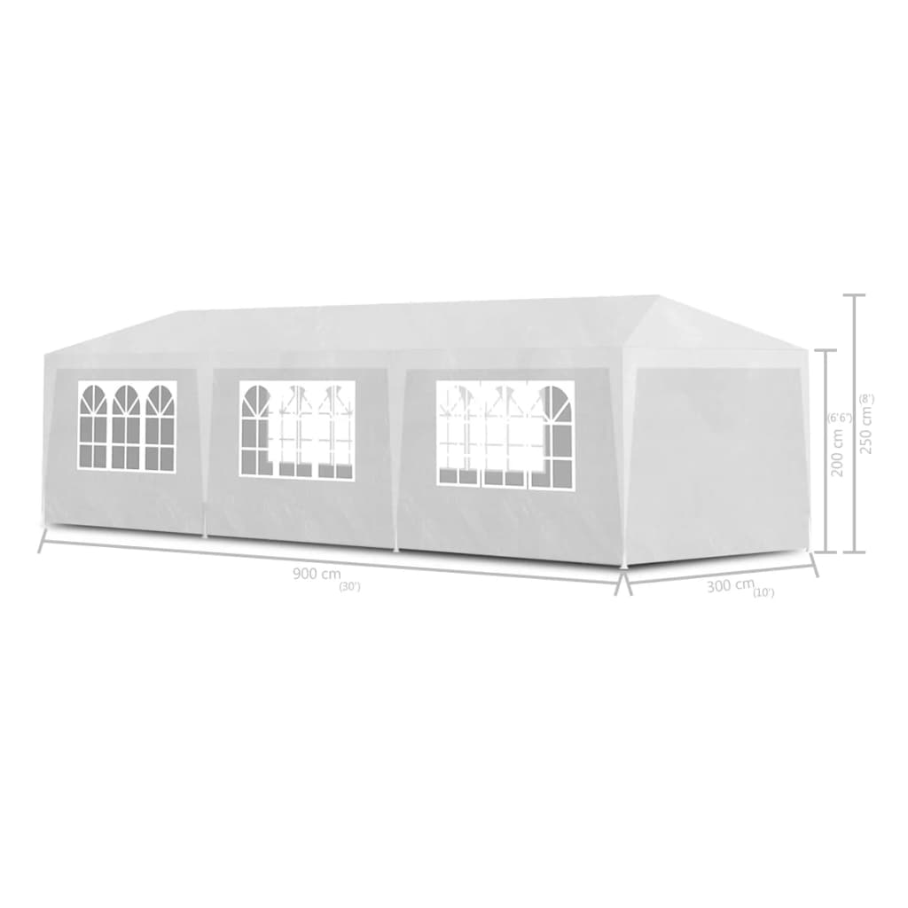 Festtelt 3x9 m hvit