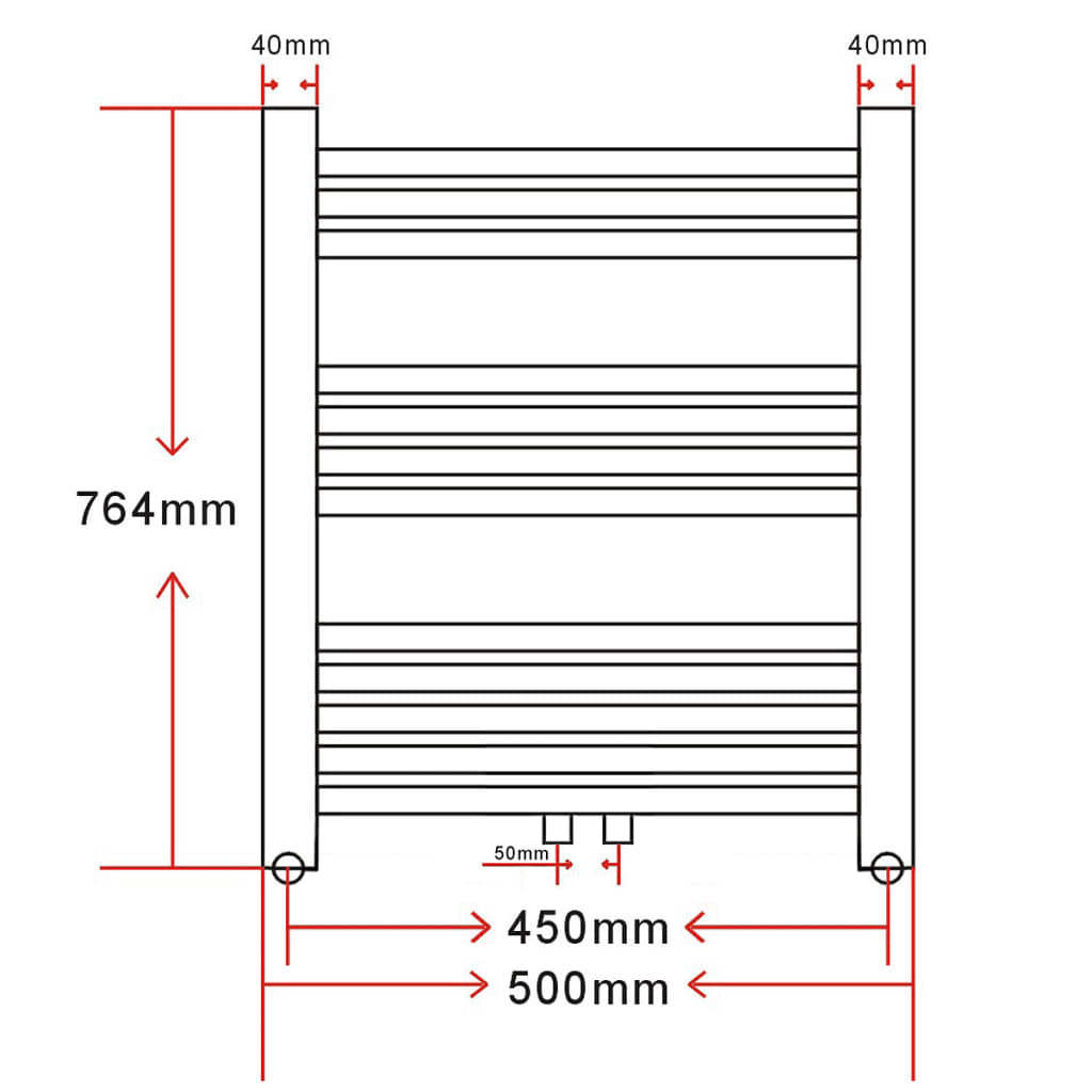 Baderomsradiator 500 x 764 mm kurvet