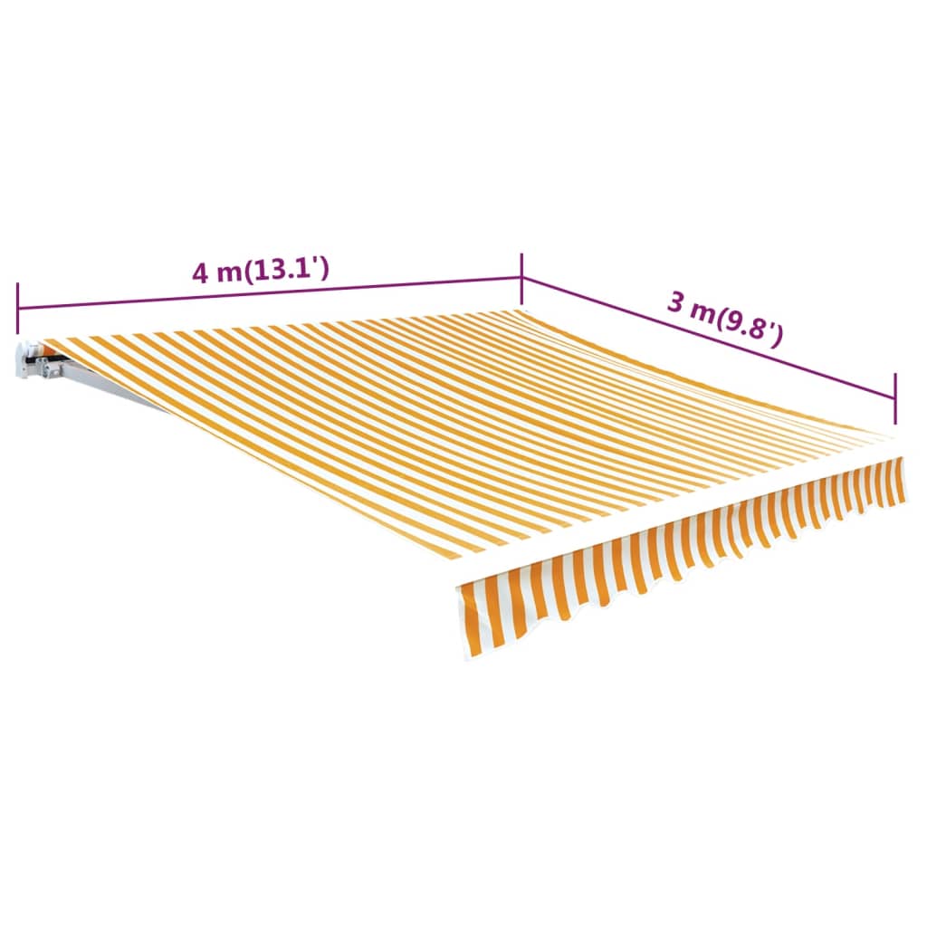 Erstatningsduk for markise gul og hvit 4x3 m polyester