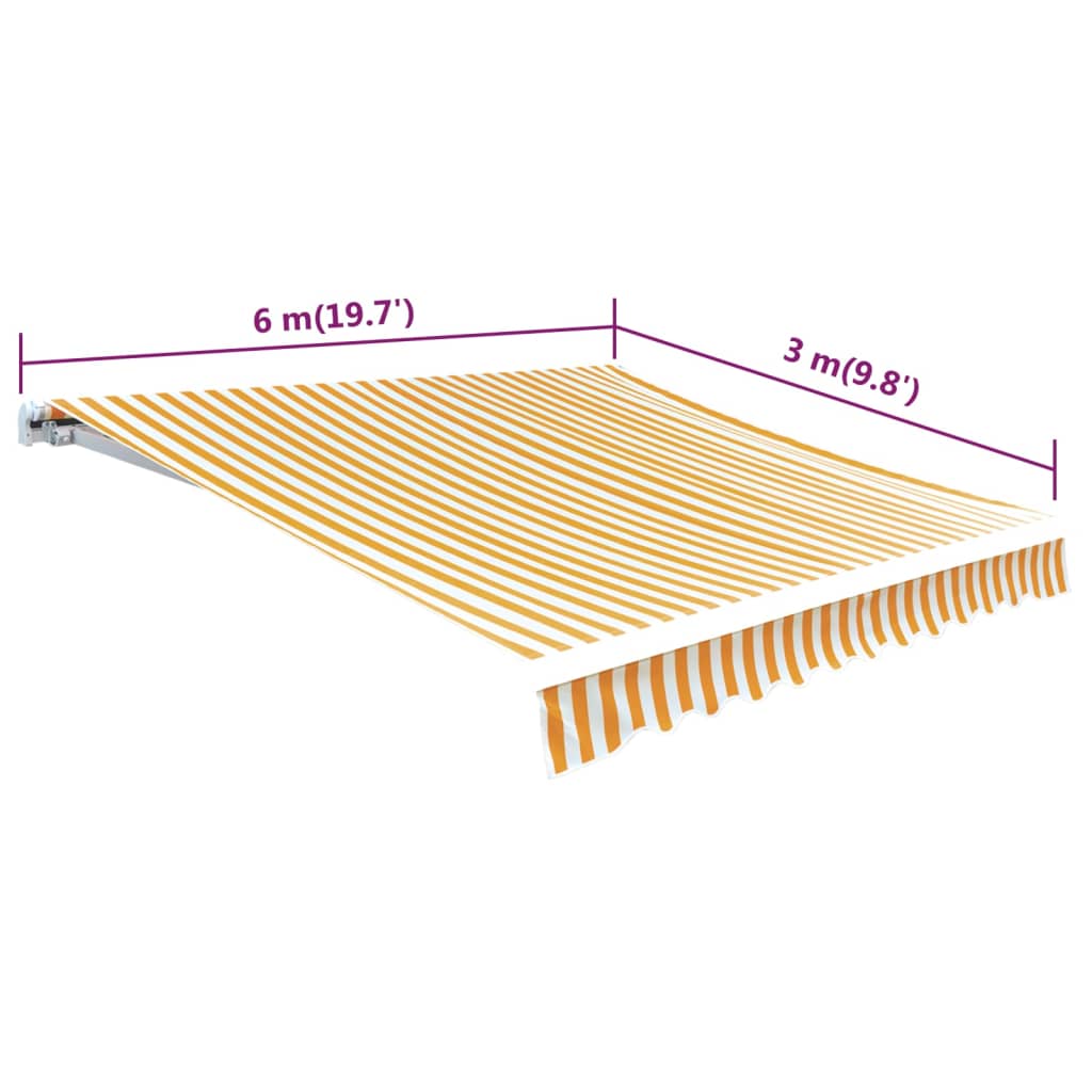Erstatningsduk for markise gul og hvit 6x3 m polyester