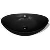 Svart Luksus Keramisk Vask Oval med Overløp 59 x 38,5 cm