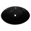 Svart Luksus Keramisk Vask Oval med Overløp 59 x 38,5 cm