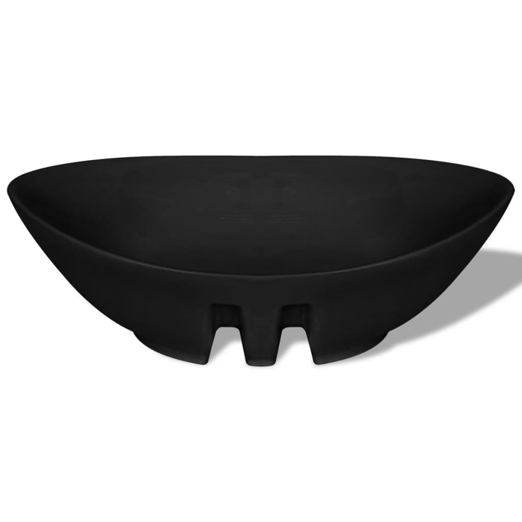 Svart Luksus Keramisk Vask Oval med Overløp 59 x 38,5 cm