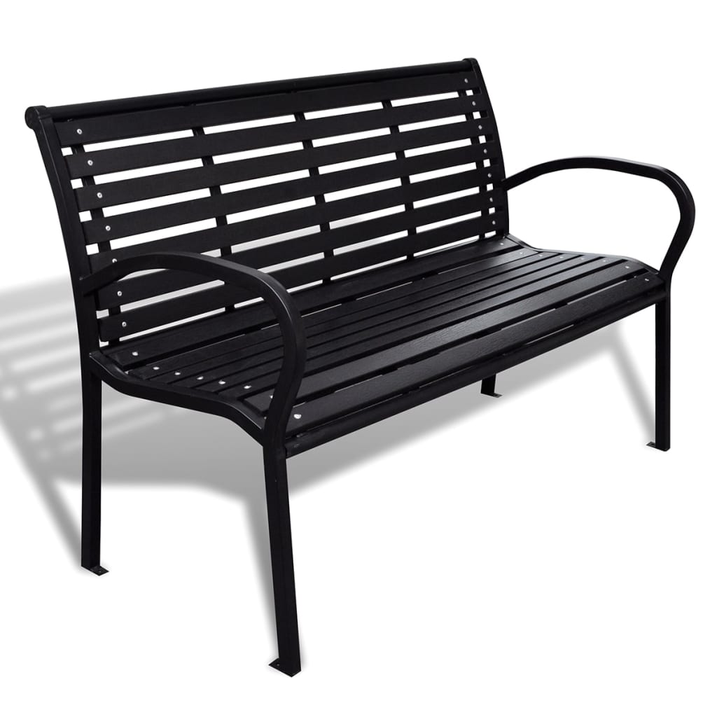 Hagebenk 125 cm stål og WPC svart