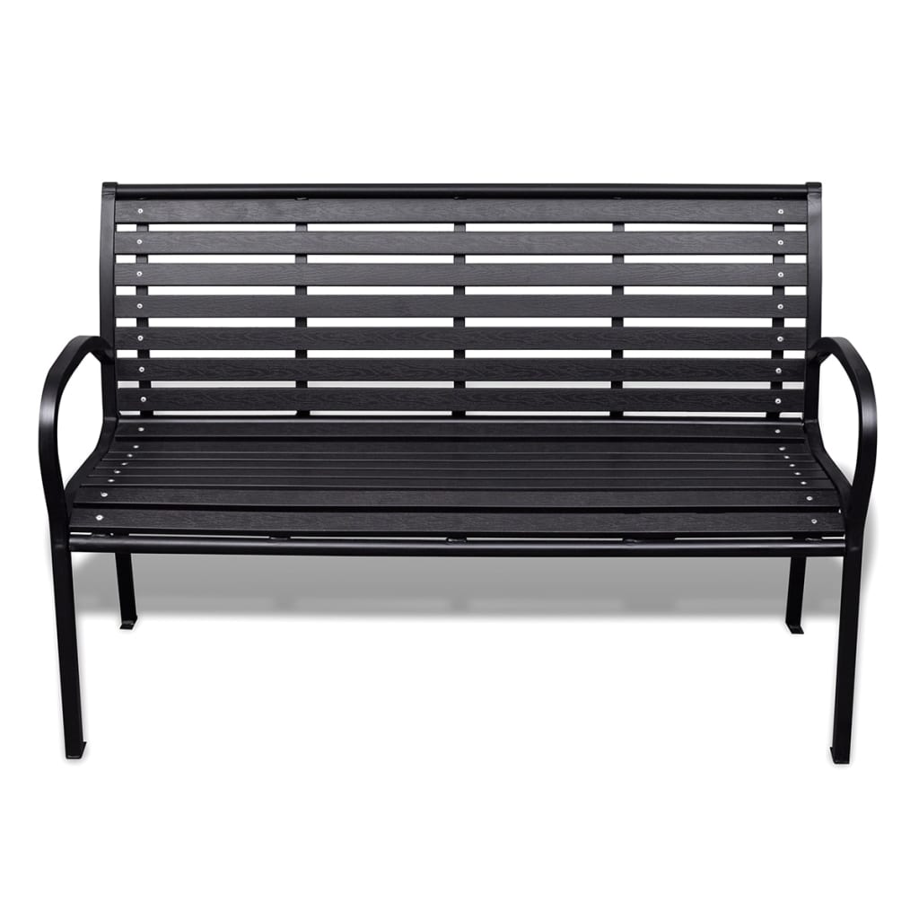 Hagebenk 125 cm stål og WPC svart