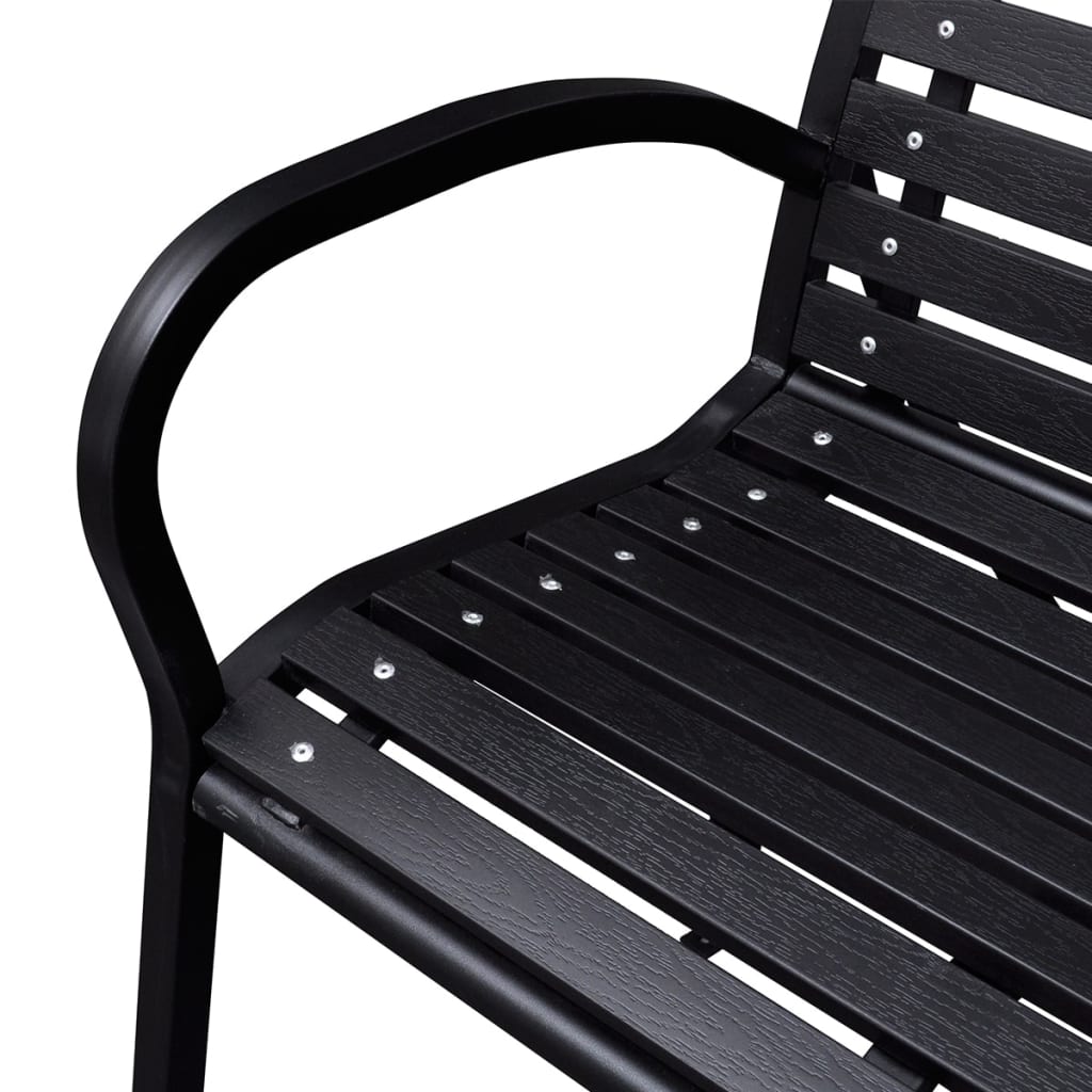 Hagebenk 125 cm stål og WPC svart