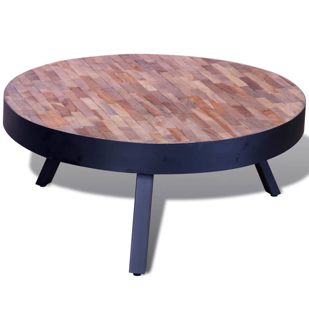 Salongbord rundt gjenvunnet teak