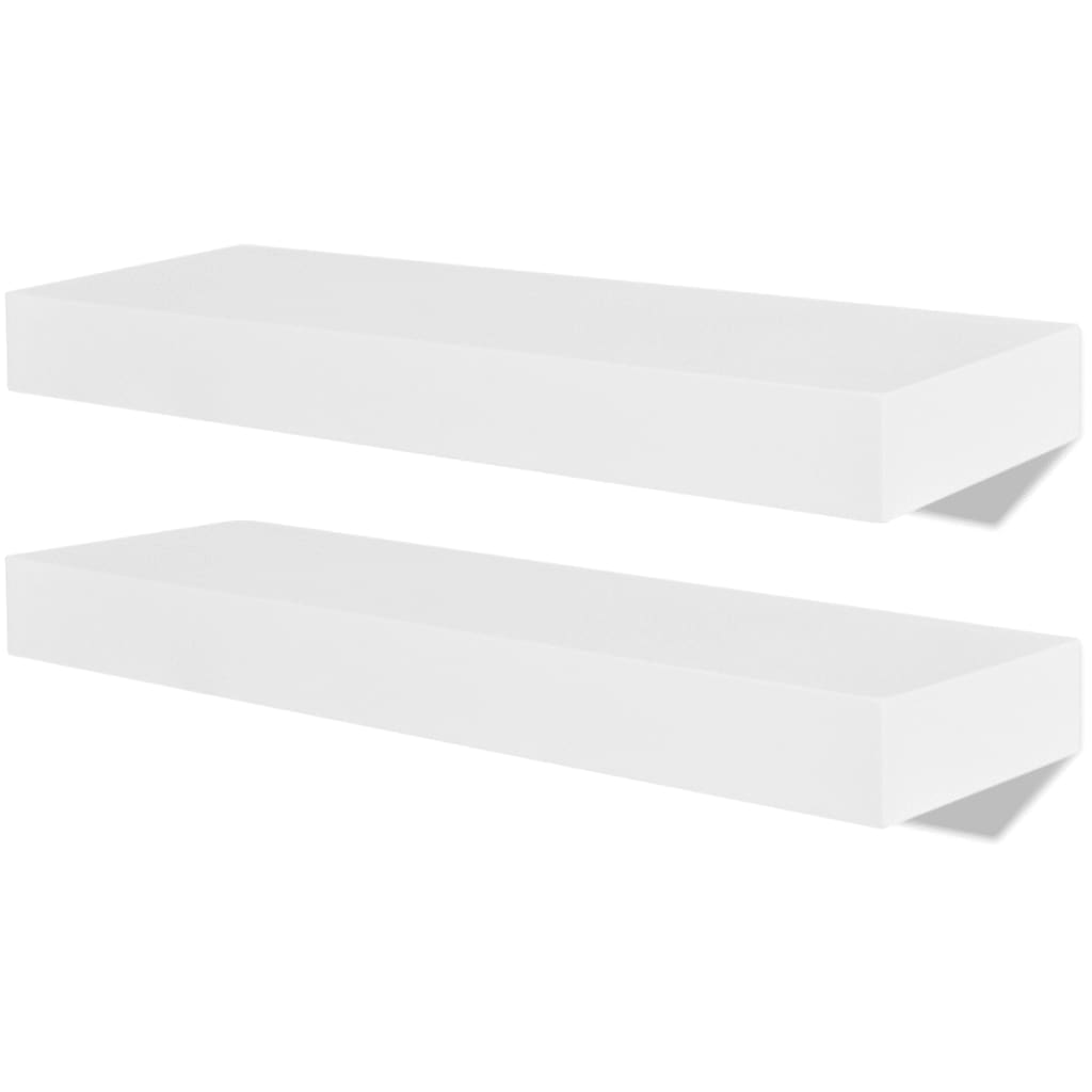 Flytende vegghyller 3 stk MDF bok/DVD-oppbevaring hvit