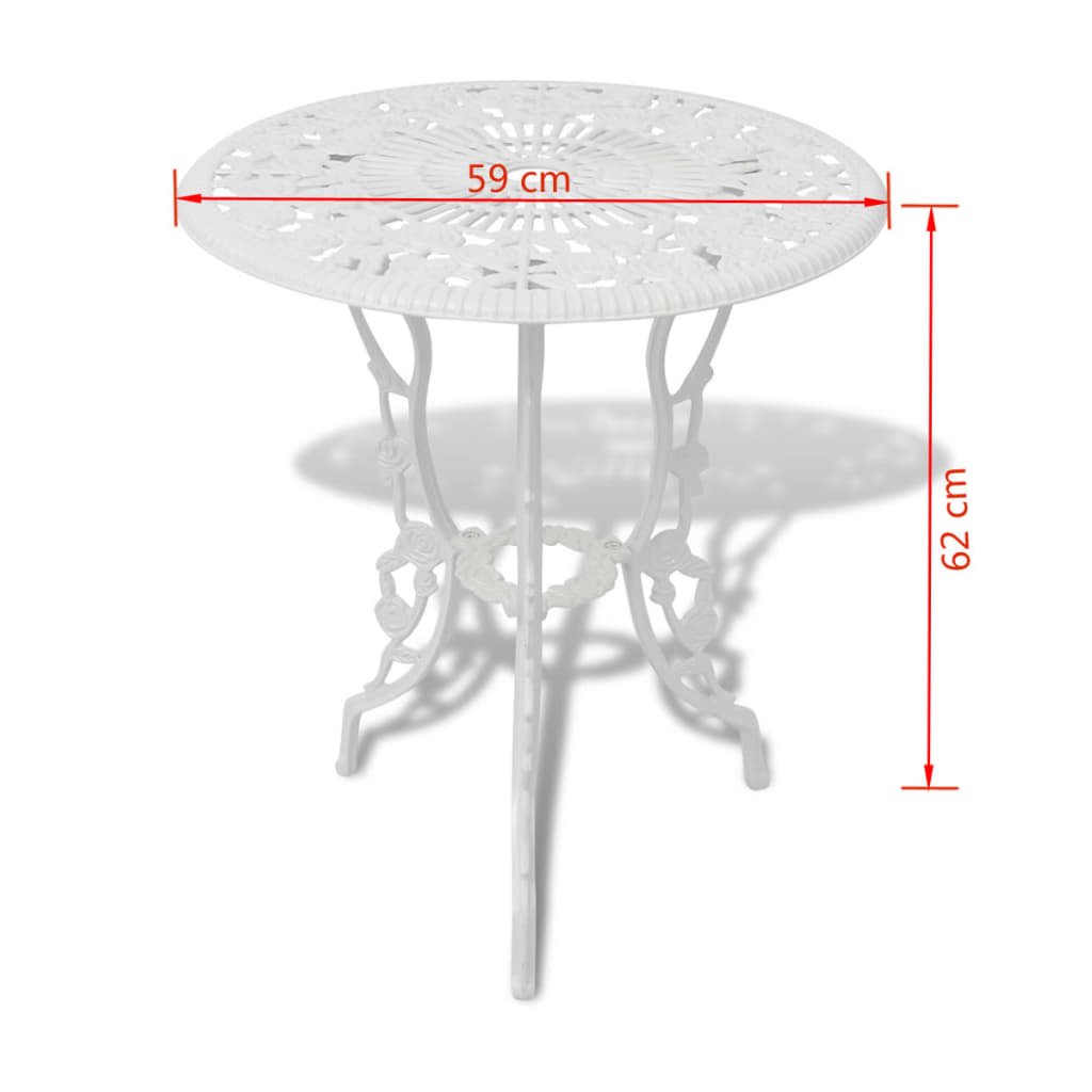 Bistrosett 3 deler støpt aluminium hvit