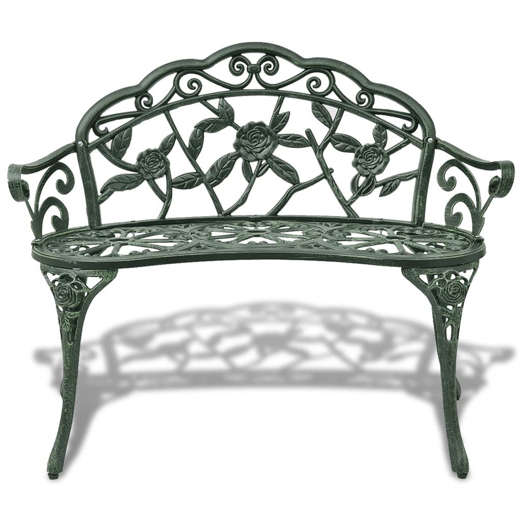 Hagebenk 100 cm støpt aluminium grønn