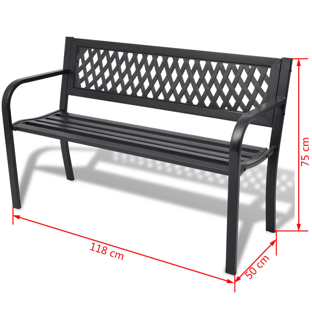 Hagebenk 118 cm stål svart