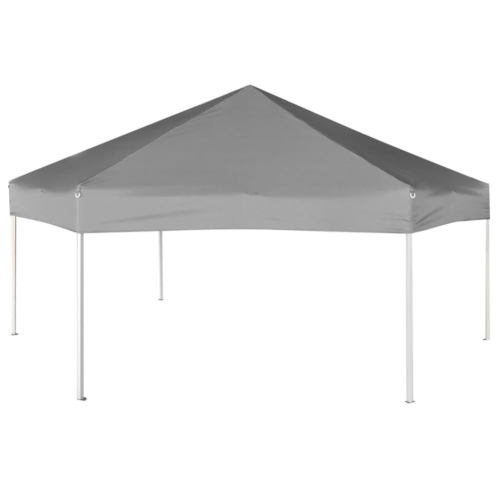 Heksagonalt pop-up partytelt med 6 sidevegger grå 3,6x3,1 m