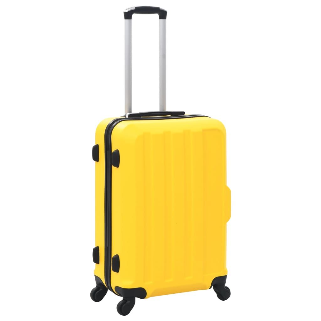 Hardplast trillekoffert sett 3 stk gul ABS