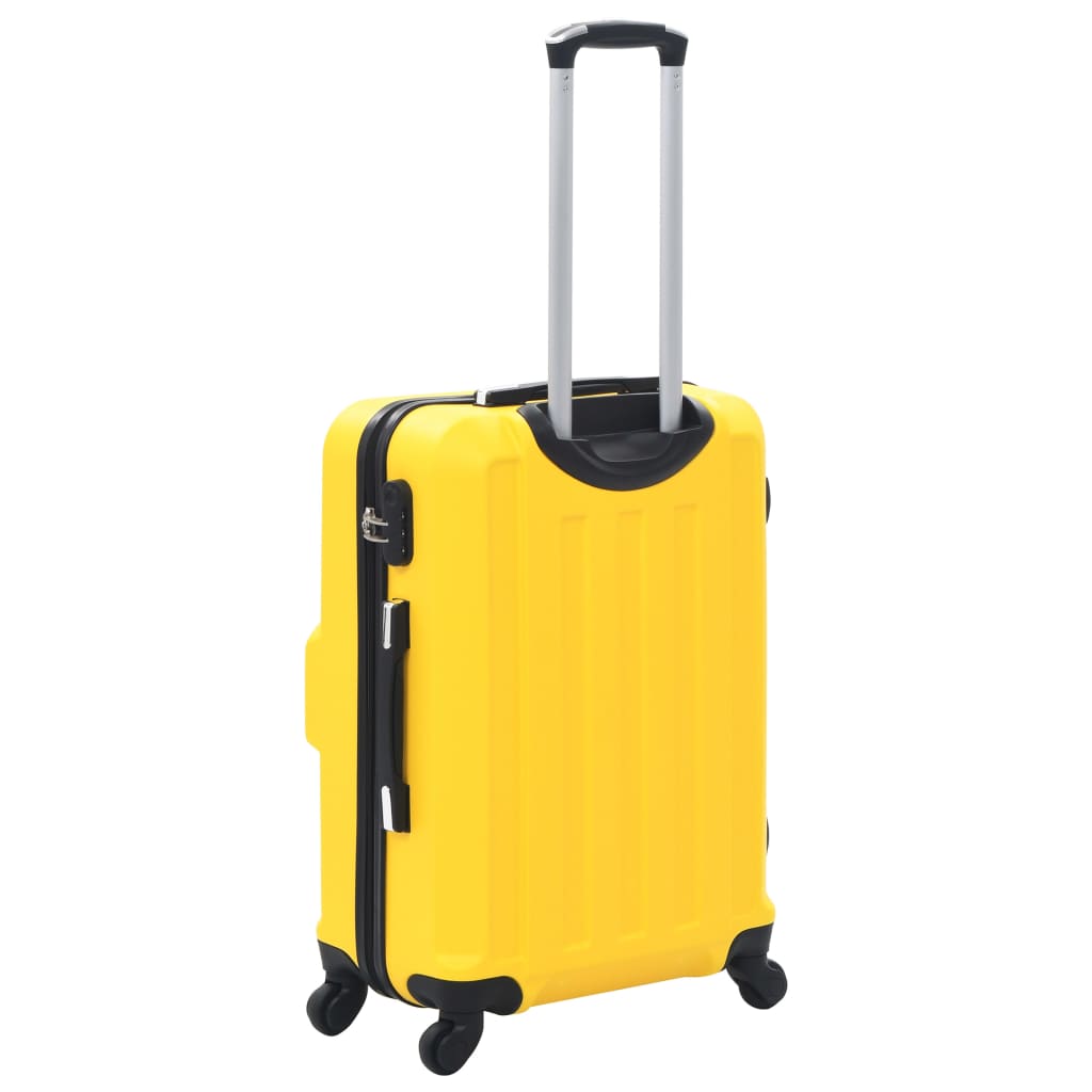Hardplast trillekoffert sett 3 stk gul ABS