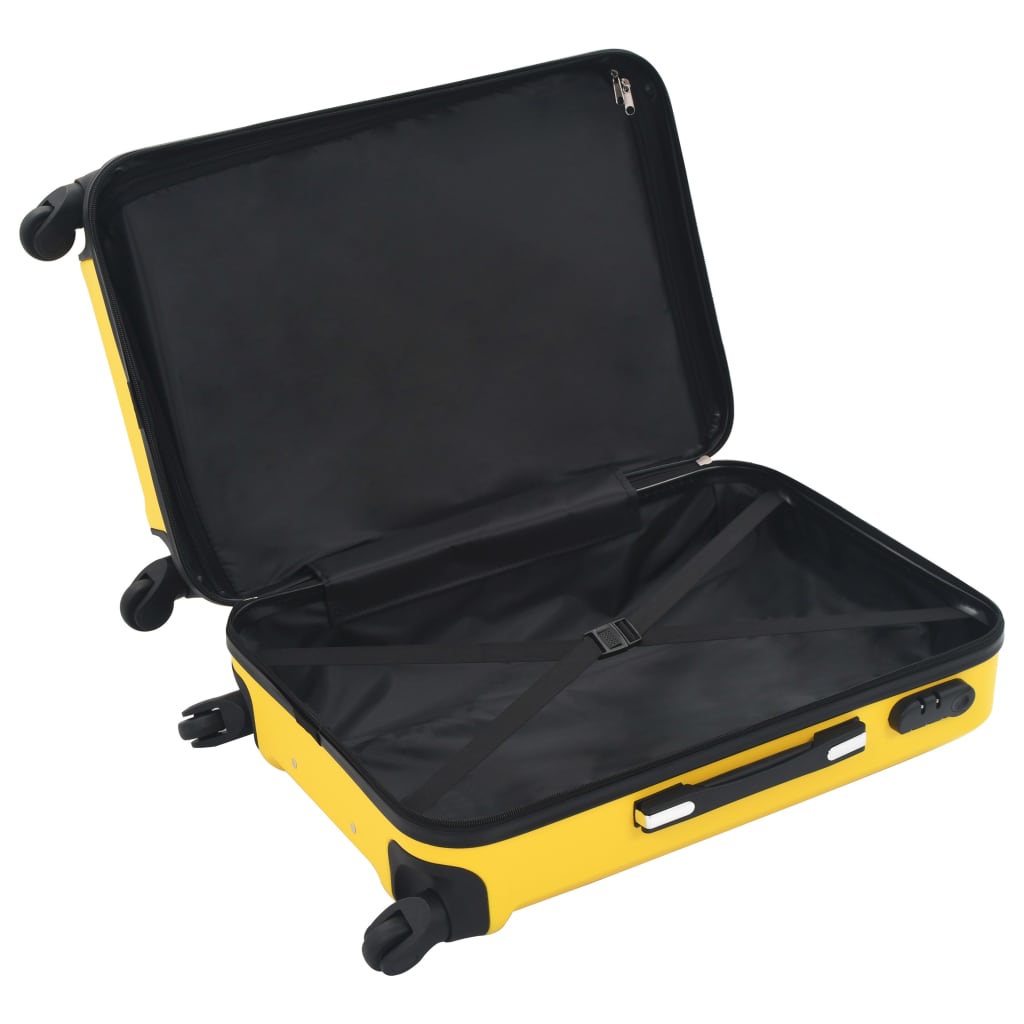 Hardplast trillekoffert sett 3 stk gul ABS