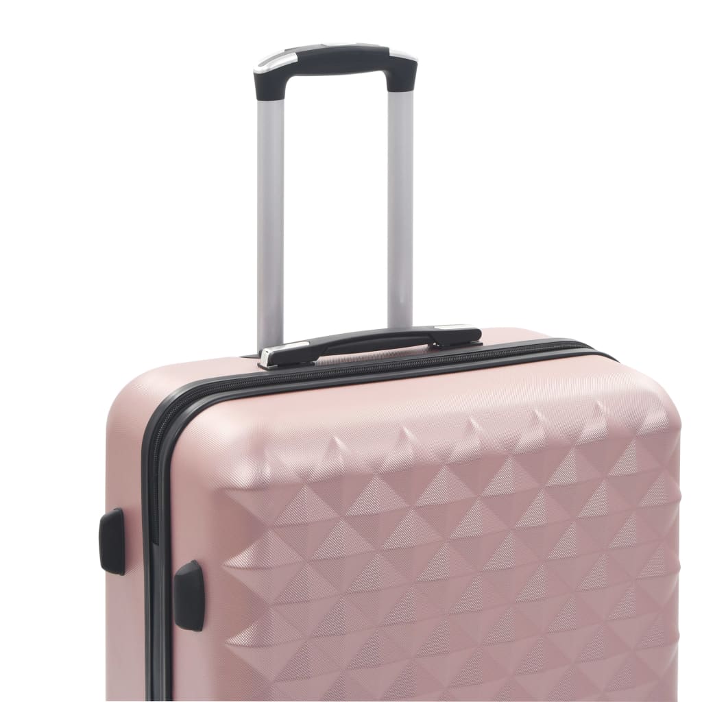 Hardplast trillekoffert sett 3 stk rose gull ABS