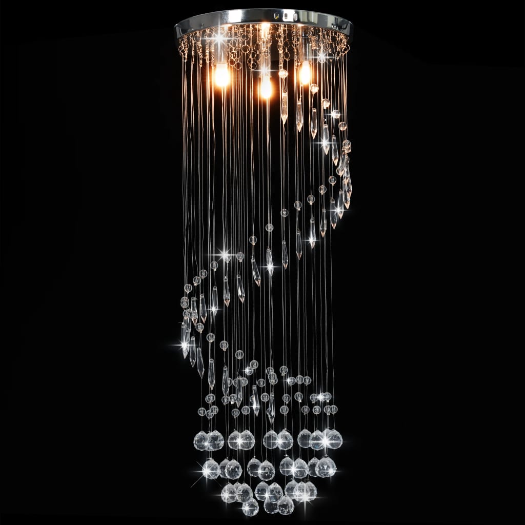 Taklampe med krystallperler sølv spiral G9