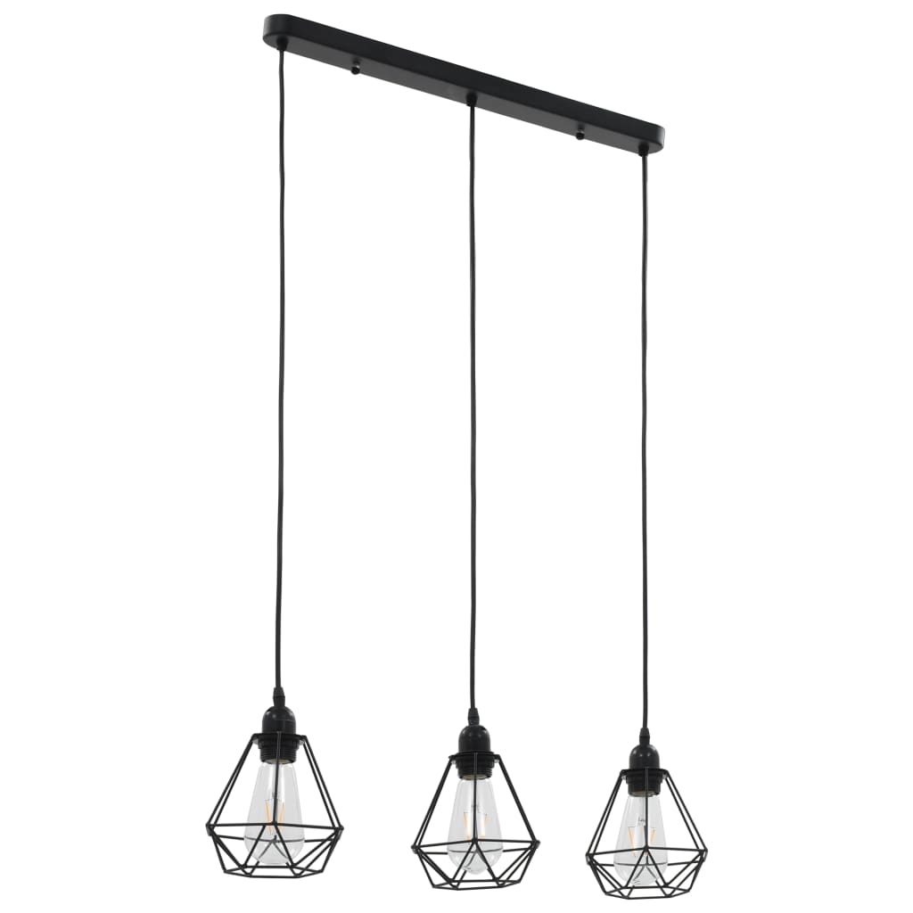 Taklampe med diamant-design svart 3 x E27 lyspærer