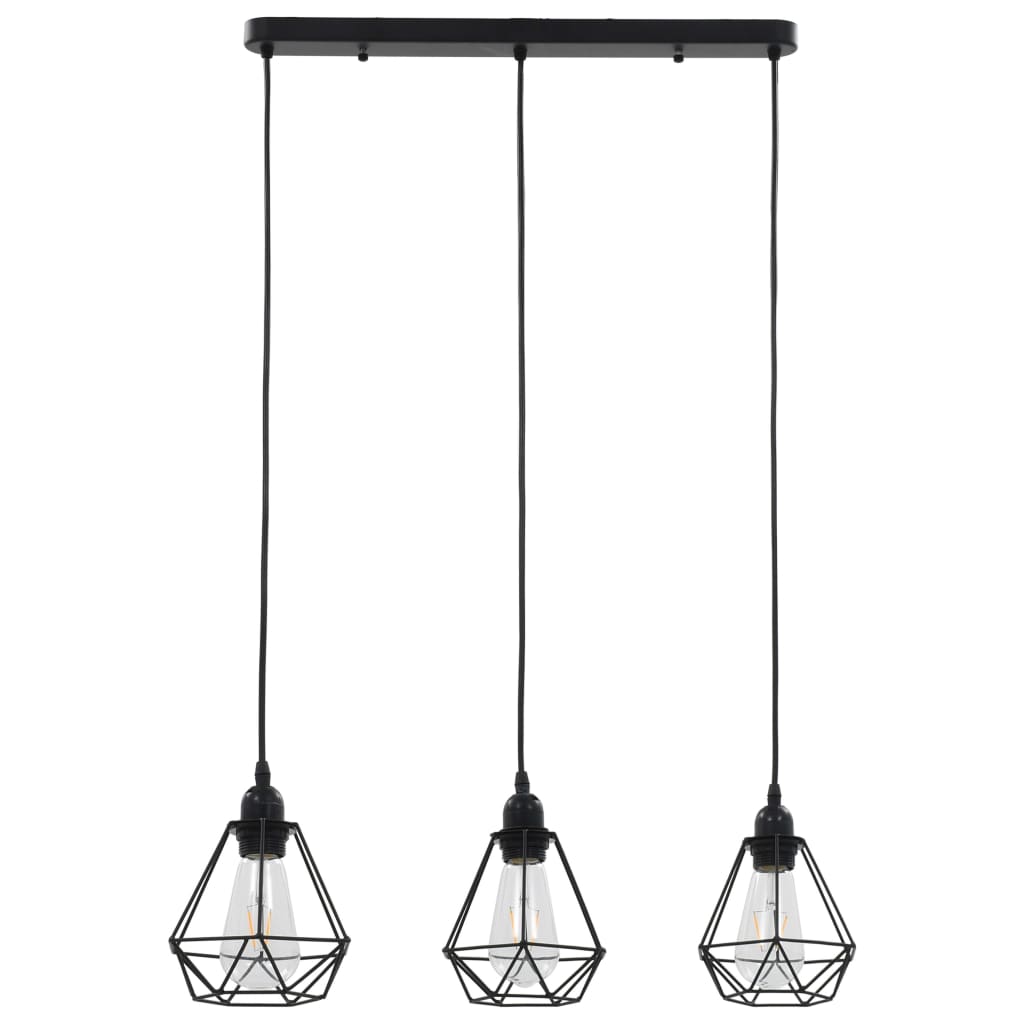 Taklampe med diamant-design svart 3 x E27 lyspærer