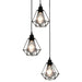 Taklampe med diamant-design svart 3 x E27 lyspærer