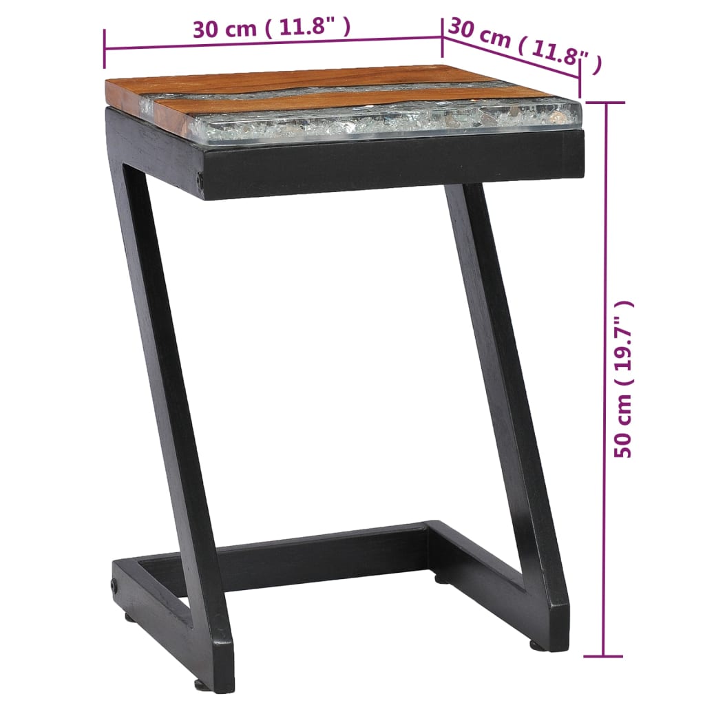 Salongbord 30x30x50 cm heltre teak og polyresin
