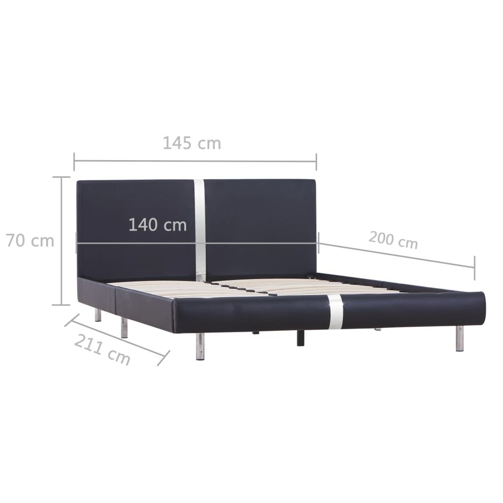 Sengeramme uten Madrass Svart kunstskinn 135x190 cm