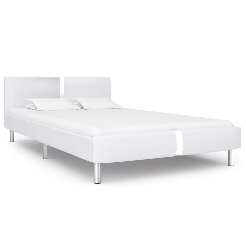 Sengeramme uten Madrass Hvit imitert skinn 135x190 cm