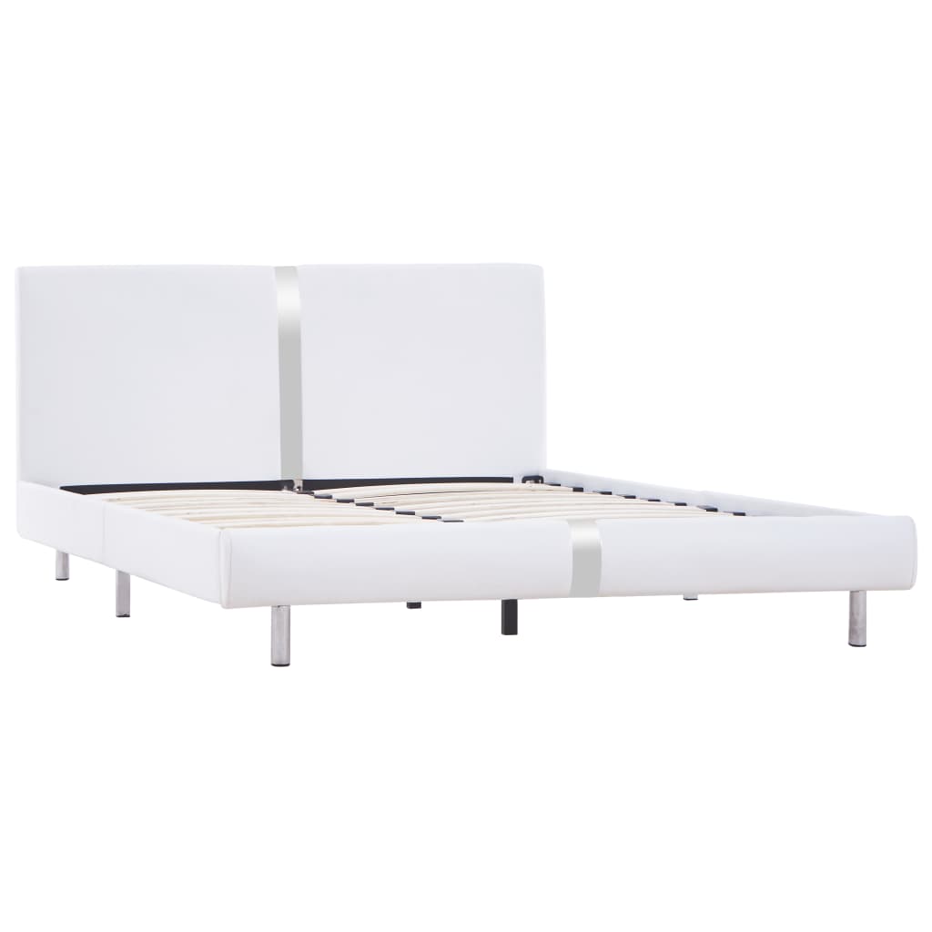 Sengeramme uten Madrass Hvit imitert skinn 135x190 cm