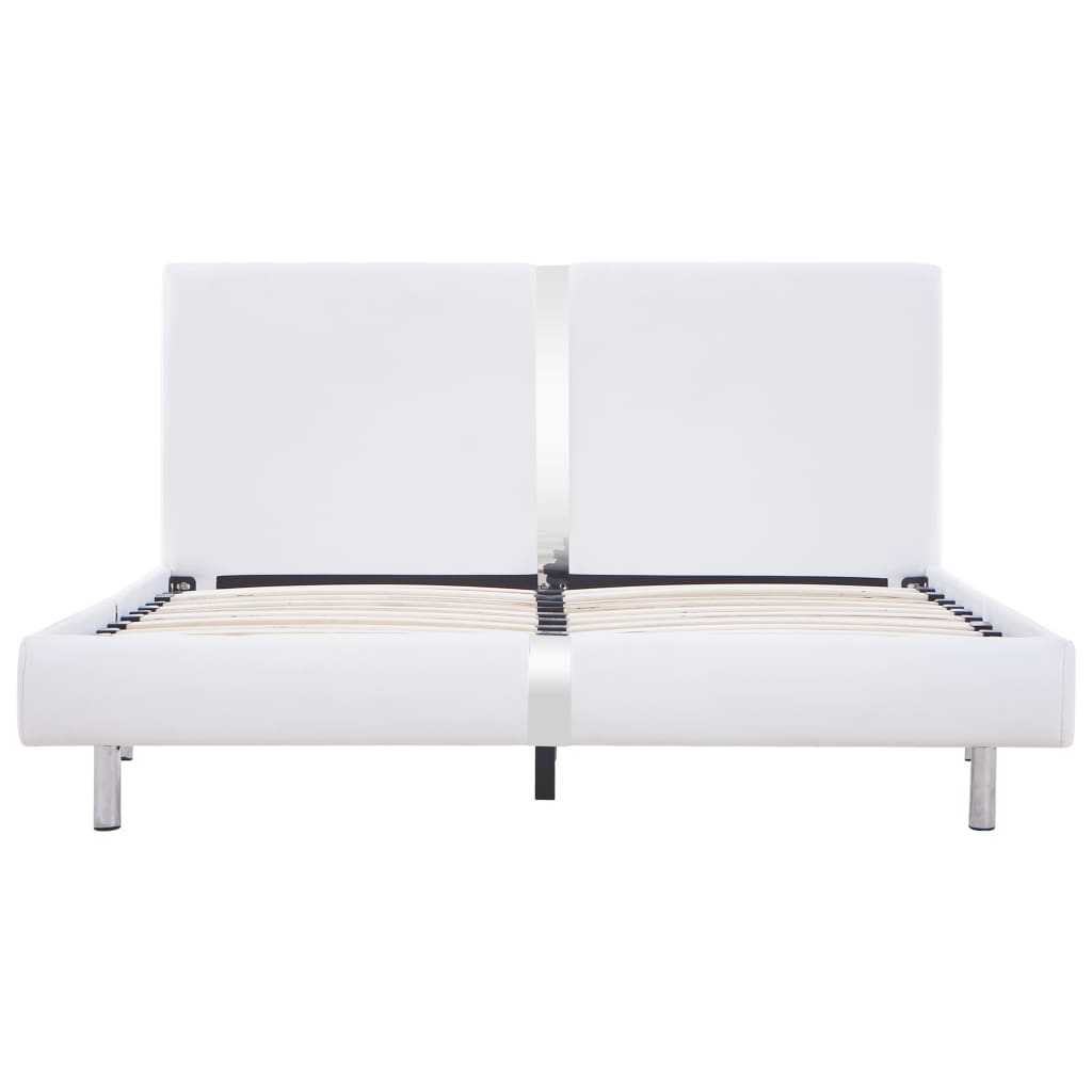 Sengeramme uten Madrass Hvit imitert skinn 135x190 cm
