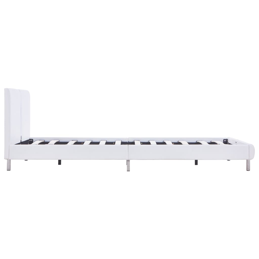Sengeramme uten Madrass Hvit imitert skinn 135x190 cm