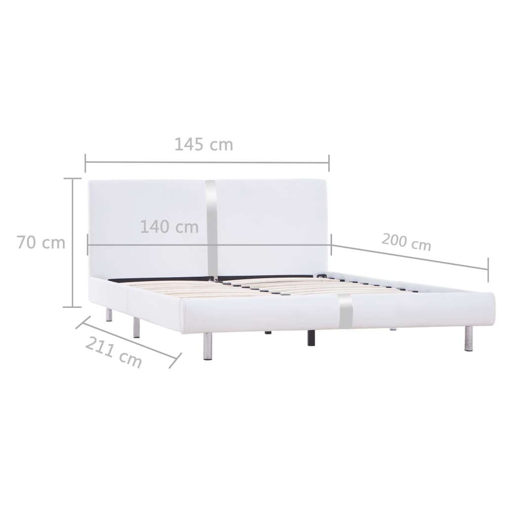 Sengeramme uten Madrass Hvit imitert skinn 135x190 cm