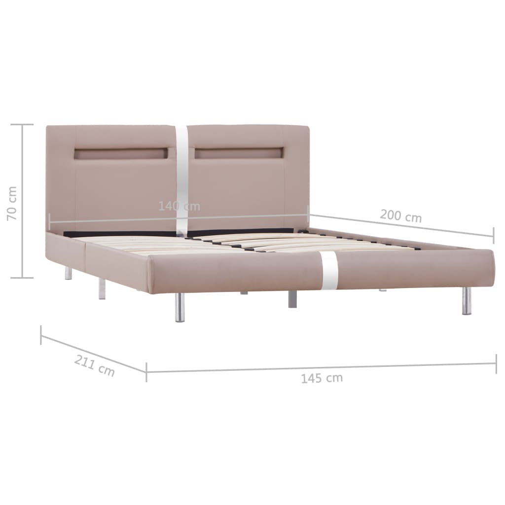 Sengeramme med LED uten Madrass Cappuccino 135x190 cm