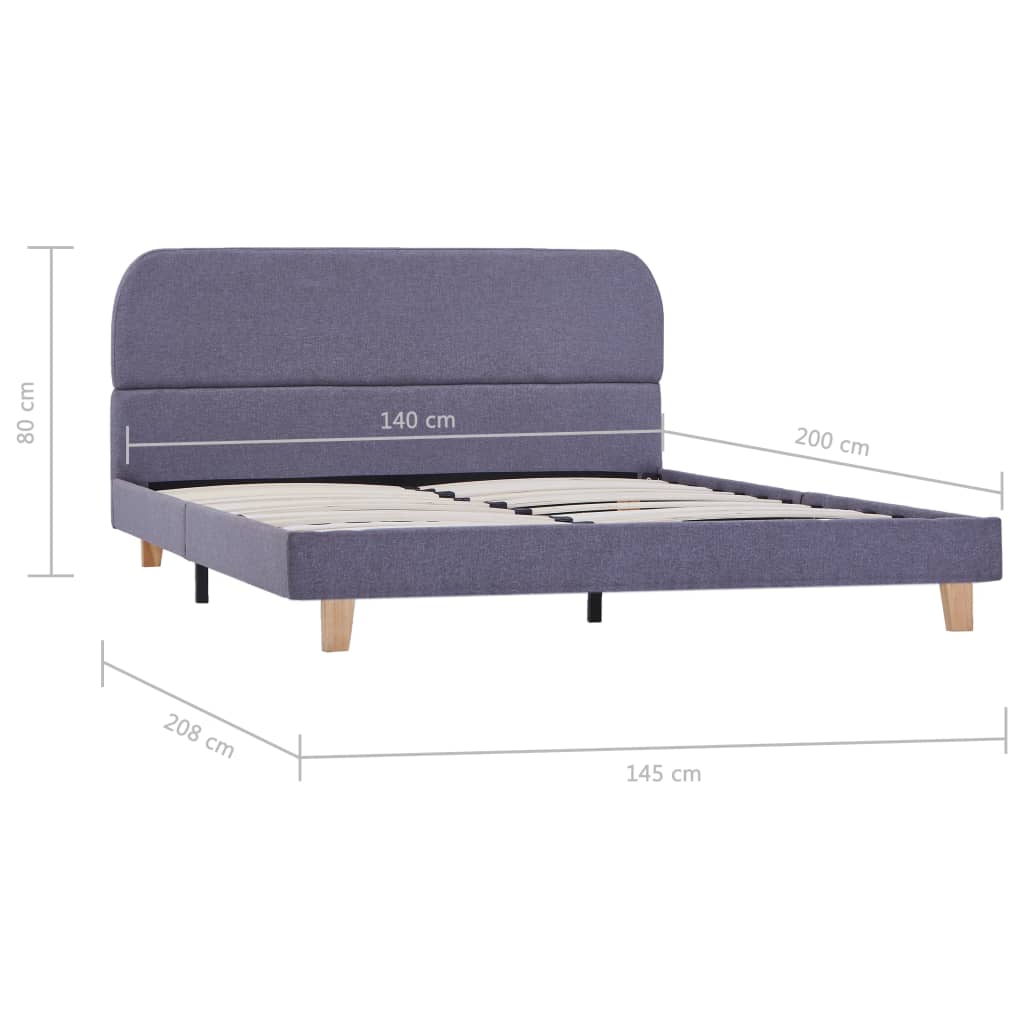 Sengeramme uten Madrass Lysegrå Stoff 135x190 cm