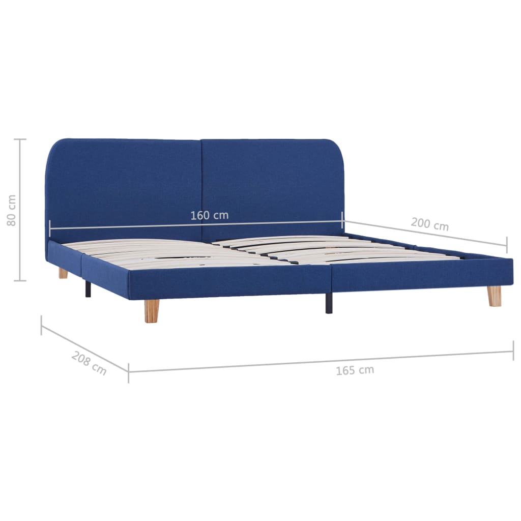 Sengeramme uten Madrass Blå Stoff 150x200 cm