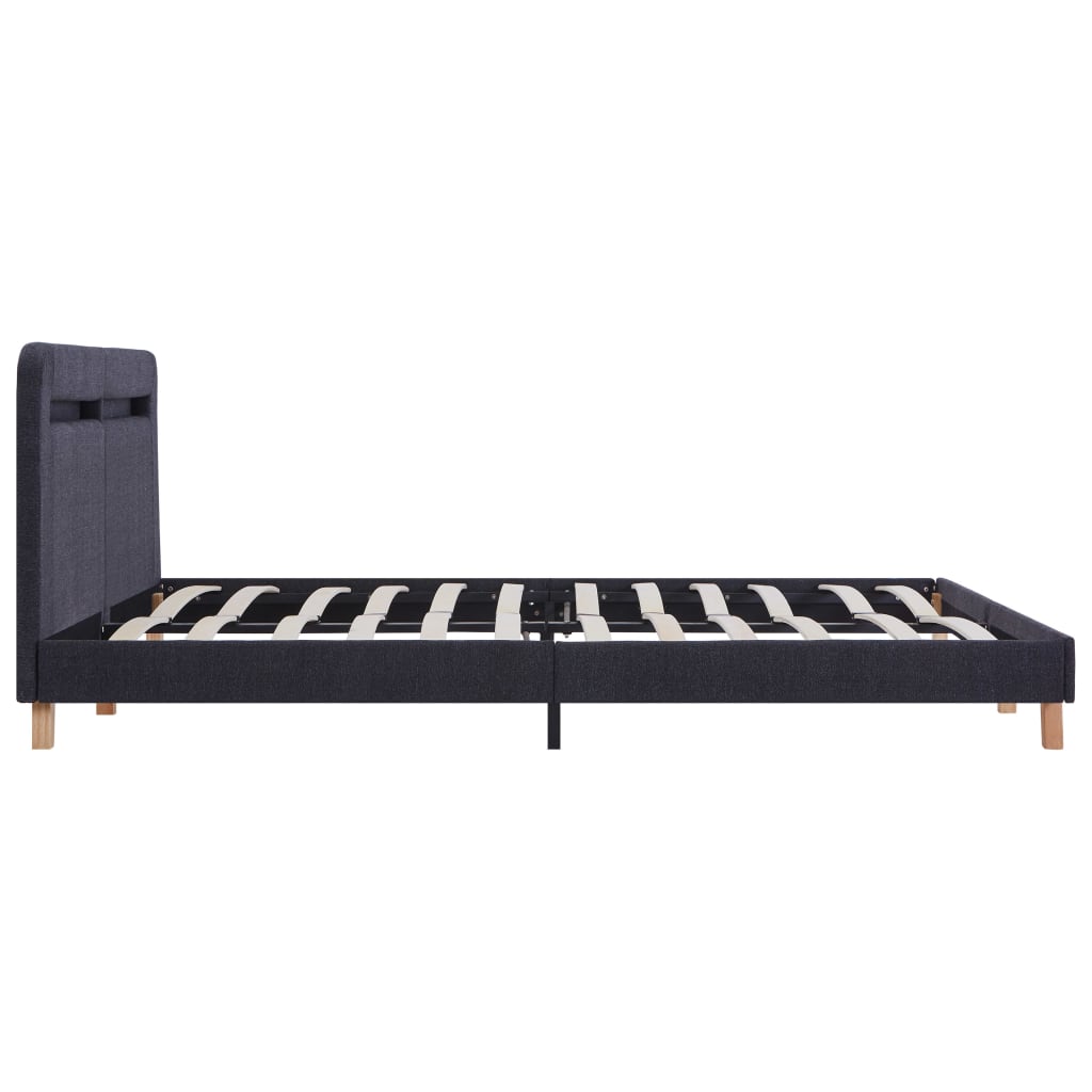 Sengeramme med LED uten Madrass Mørkegrå Stoff 150x200 cm