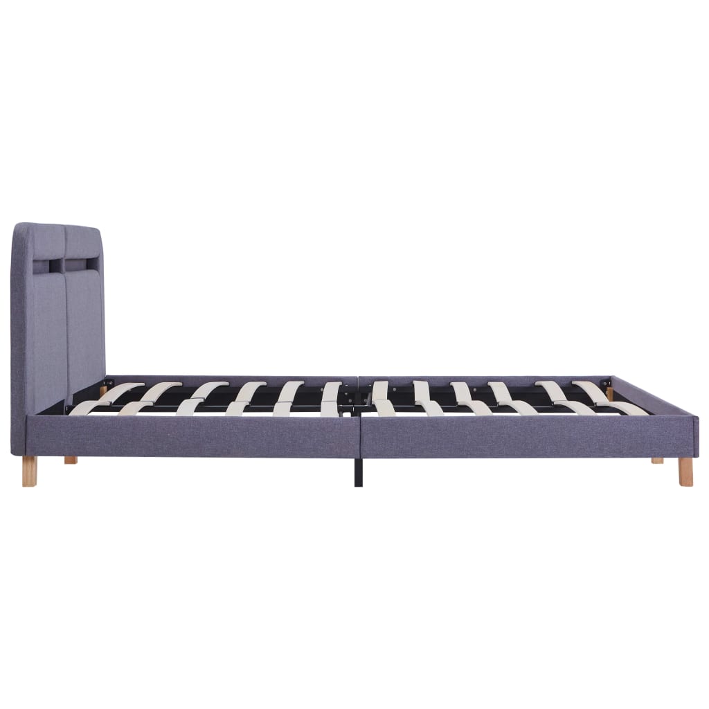 Sengeramme med LED uten Madrass Lysegrå Stoff 150x200 cm